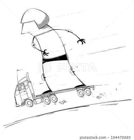 Skateboarder riding a speedy lorry 104470885