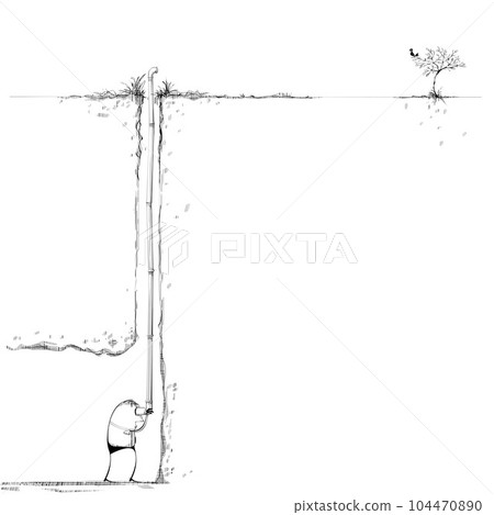 Man with periscope spies in bird Man with periscope spies in bird 104470890