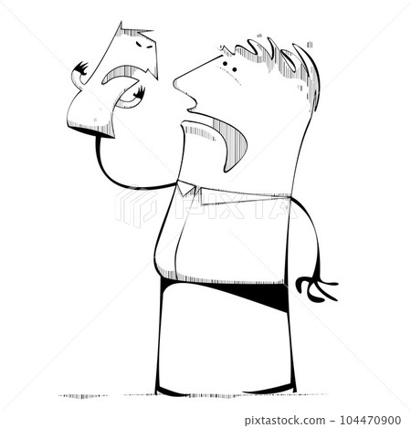 A ventriloquist with angry puppet 104470900