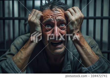 Man in prison (AI generated) 104472741