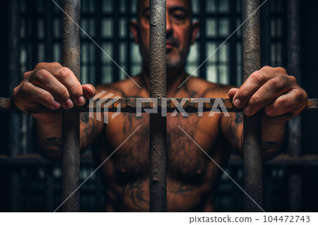 Man in prison (AI generated) 104472743
