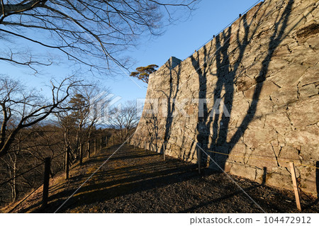 Nihonmatsu City, Fukushima Prefecture, Winter, Nihonmatsu Castle, Kasumigajo Castle, the stone walls of the ruins of the Honmaru Nihonmatsu City, Fukushima Prefecture, Winter, Nihonmatsu Castle, Kasumigajo Castle, the stone walls of the ruins of the Honmaru 104472912