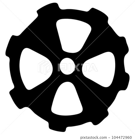 Vector Steampunk Gear Silhouette Isolated on White Background. Hand Drawn Cogwheel Silhouette in Flat Style. Simple Vector Gear Tool. Vector Steampunk Gear Silhouette Isolated on White Background. Hand Drawn Cogwheel Silhouette in Flat Style. Simple Vector Gear Tool. 104472960
