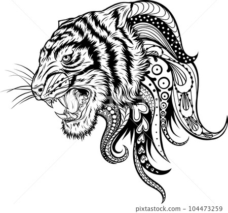 outline of Tiger head vector illustration design 104473259