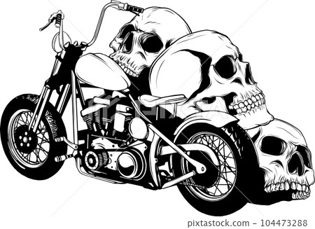vector illustration of motorcycle in black and white outline 104473288
