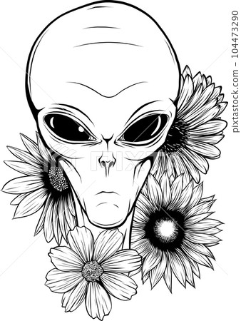 Vector outline alien head vector illustration design 104473290