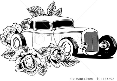 hot rod car icon. line style icon vector illustration. 104473292