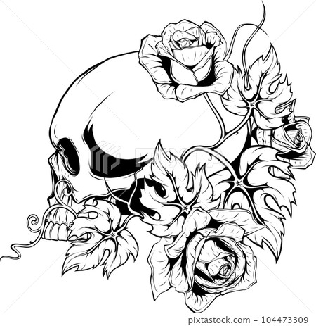 vector illustration of outline human skull design 104473309