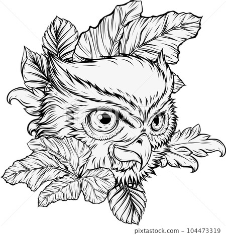 vector illustration of outline Owl head design 104473319
