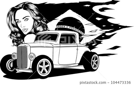 hot rod car icon. line style icon vector illustration. hot rod car icon. line style icon vector illustration. 104473336
