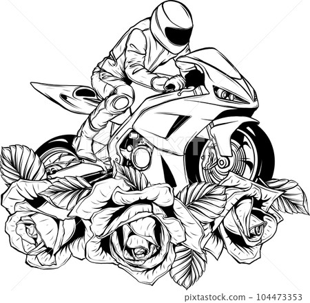 Super bike rider in outline icon vector illustration. Super bike rider in outline icon vector illustration. 104473353