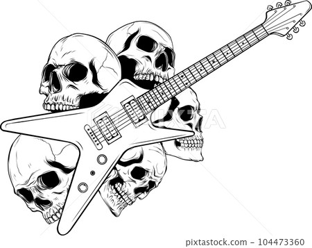 vector illustration of electric guitar line art vector illustration of electric guitar line art 104473360