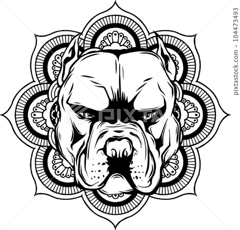 vector illustration of head dog black and white 104473493