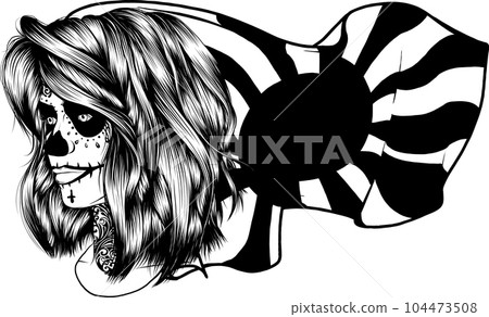 vector illustration of dead girl black and white outline vector illustration of dead girl black and white outline 104473508
