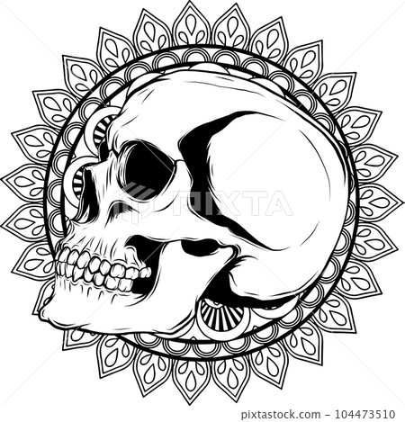 vector illustration of outline human skull design 104473510