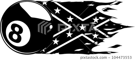 Billiards 8-ball pool flat vector black and white 104473553