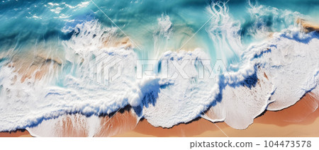 Waves on the beach as background. Beautiful natural summer background. Summer holidays concept 104473578