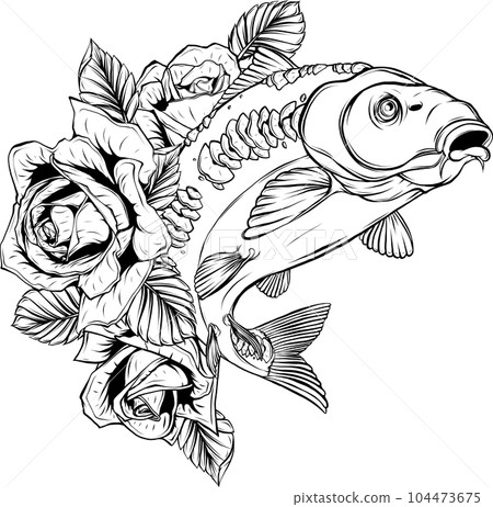 vector illustration of outline Carp fish design 104473675