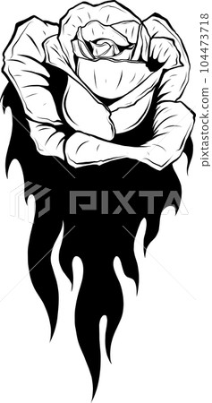 silhouette of black and white rose outline 104473718