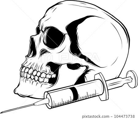 Vaccine syringe icon. Outline vaccine syringe vector 104473738