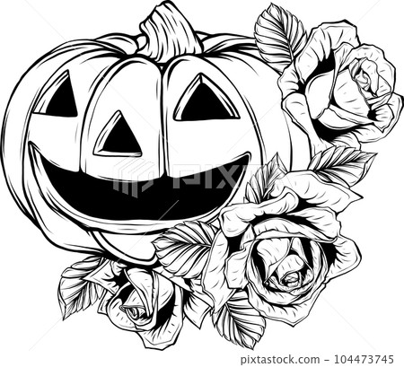 Halloween pumpkin. Vector illustration. Thin line art icon on white background. 104473745