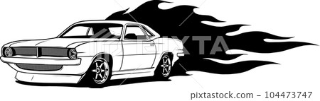 Muscle cars line art. Automotive vector illustration. Vintage sports car design for label, badge, advertisement or sign. Muscle cars line art. Automotive vector illustration. Vintage sports car design for label, badge, advertisement or sign. 104473747