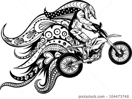 vector of black and white jumping racer riding the motocross vector of black and white jumping racer riding the motocross 104473748