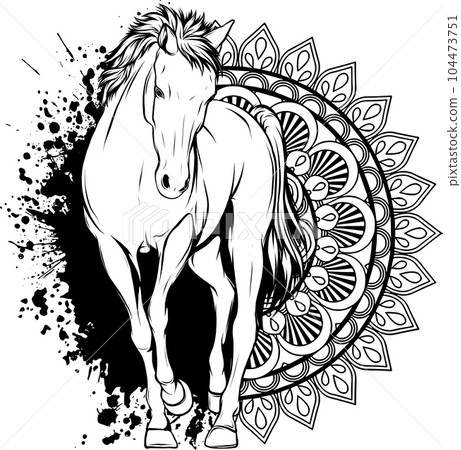Vector illustration of horse in outline design Vector illustration of horse in outline design 104473751