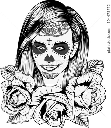 vector illustration of dead girl black and white outline vector illustration of dead girl black and white outline 104473752