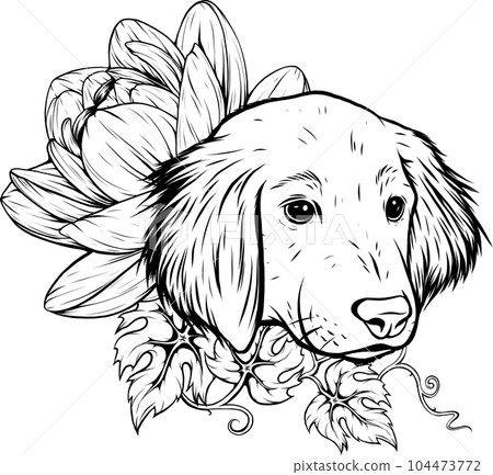 vector illustration of head dog black and white 104473772