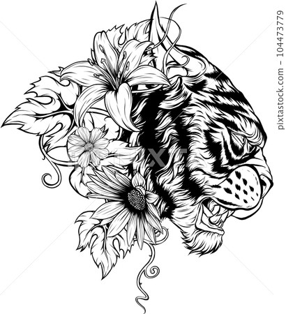 outline of Tiger head vector illustration design 104473779