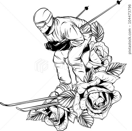vector illustration of skiern in black outline 104473796