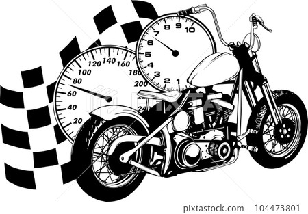 vector illustration of motorcycle in black and white outline 104473801
