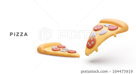 3d two realistic Pizza on white background. Vector illustration. 3d two realistic Pizza on white background. Vector illustration. 104473919
