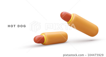 3d realistic two Hot Dog. Vector illustration. 104473929