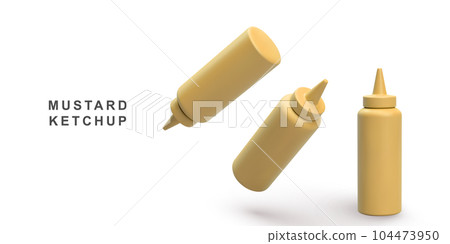 3d realistic set mustard ketchup on white background. Vector illustration. 3d realistic set mustard ketchup on white background. Vector illustration. 104473950