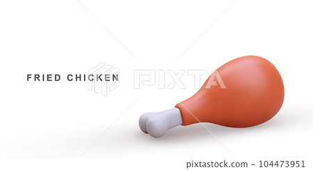 3d fried chicken leg. Vector illustration. 3d fried chicken leg. Vector illustration. 104473951