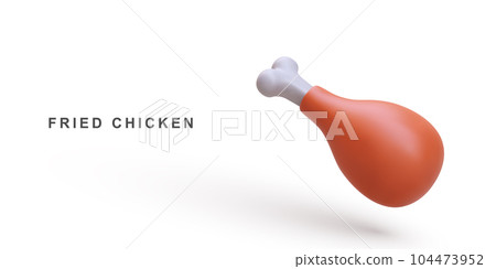 3d realistic fried chicken leg. Vector illustration. 3d realistic fried chicken leg. Vector illustration. 104473952