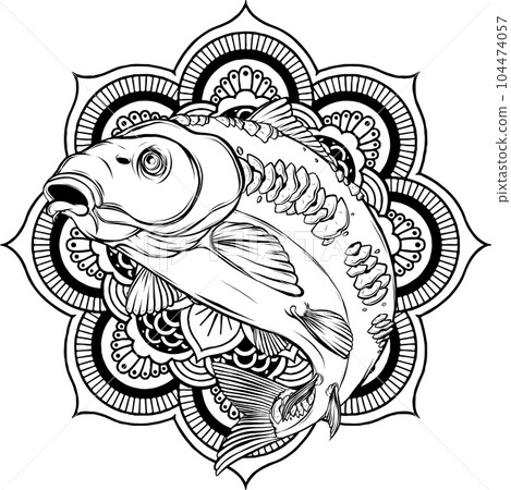 vector illustration of outline Carp fish design 104474057