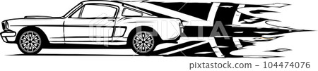 Muscle cars line art. Automotive vector illustration. Vintage sports car design for label, badge, advertisement or sign. Muscle cars line art. Automotive vector illustration. Vintage sports car design for label, badge, advertisement or sign. 104474076