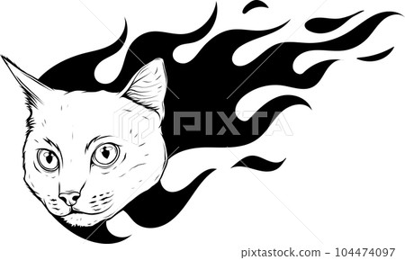Vector illustration of Black silhouette of cat. 104474097