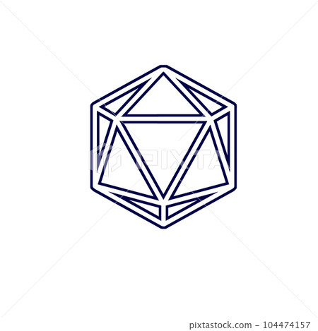 Dice d20 for playing Dnd. Dungeon and dragons board game. Cartoon outline drawn illustration Dice d20 for playing Dnd. Dungeon and dragons board game. Cartoon outline drawn illustration 104474157