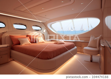 Luxurious interior of a modern yacht 104474188