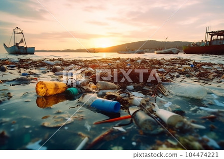 Garbage in the ocean sea Garbage in the ocean sea 104474221