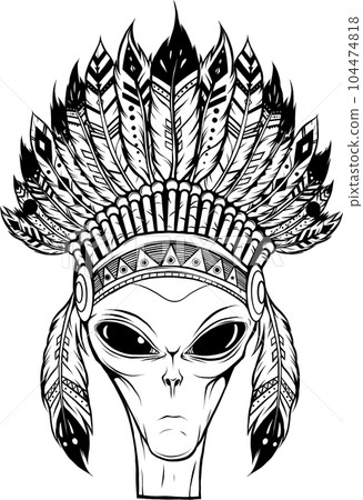 Vector outline alien head vector illustration design 104474818