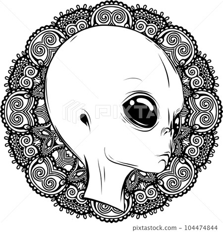 Vector outline alien head vector illustration design 104474844