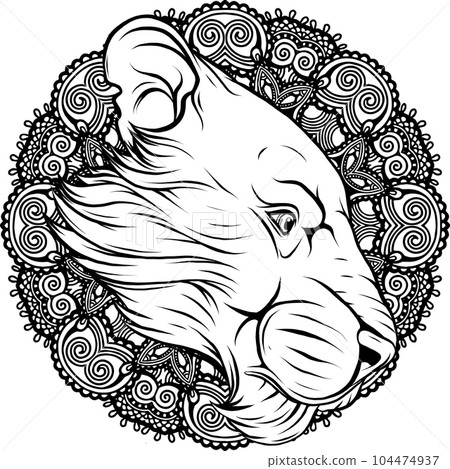 illustration vector of Lion head outline design 104474937