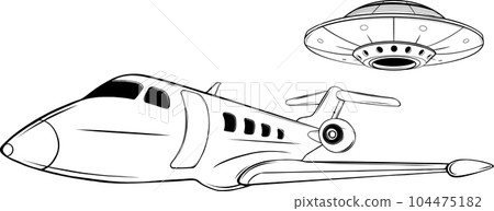 Airplane sketch black and white vector illustration 104475182