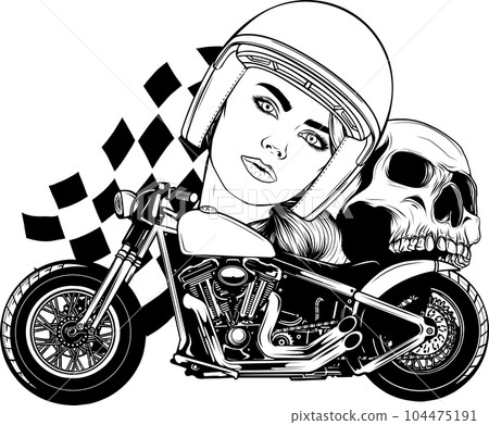 vector illustration of motorcycle in black and white outline vector illustration of motorcycle in black and white outline 104475191