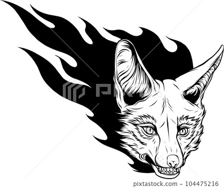 Fox head outline sketch vector. Hand drawn linear illustration. Fox head outline sketch vector. Hand drawn linear illustration. 104475216